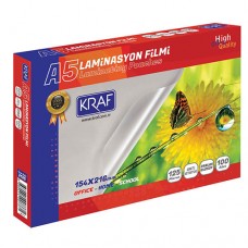 Kraf 2125 Laminasyon Filmi Parlak A5  125 Micron 100 lü